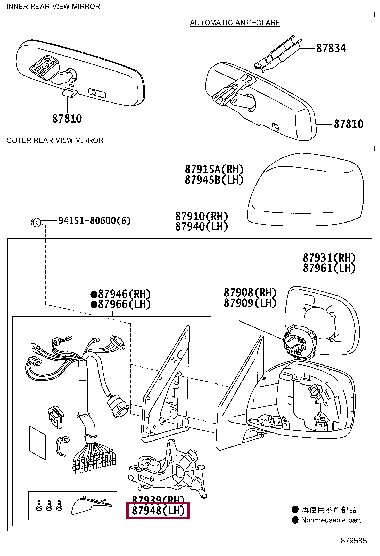 Toyota eShop | Нижняя накладка зеркала левого, 8794860F70